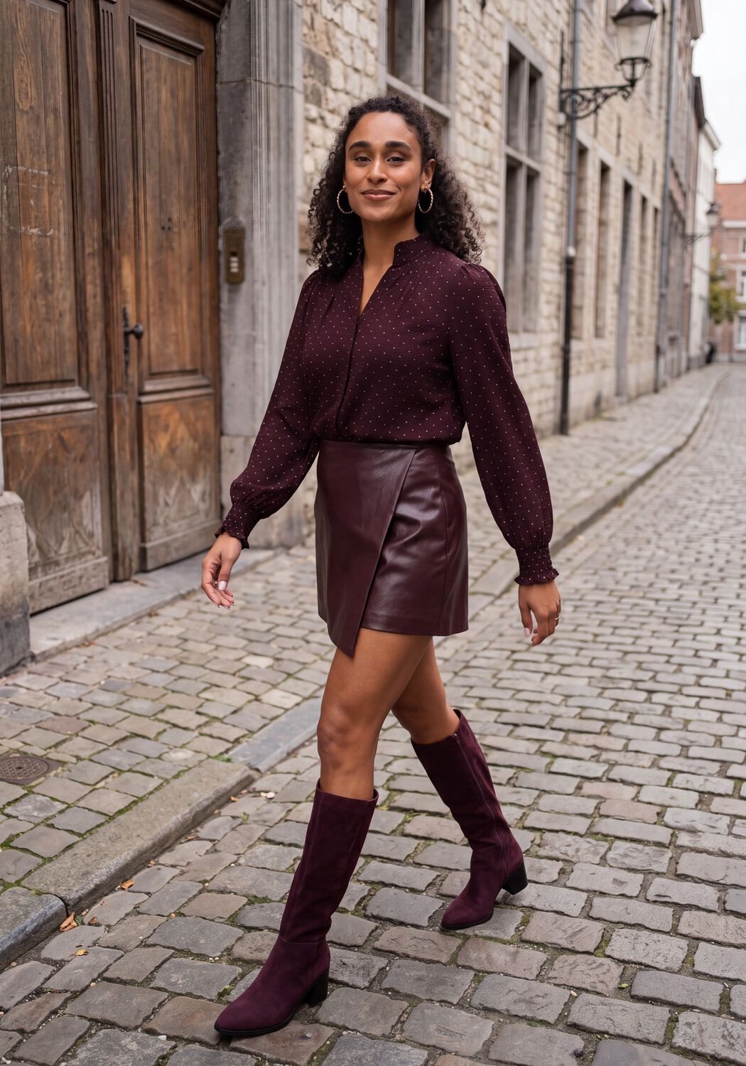 MARLOU C0769-7 Laarzen - Suède - Dames - Bordeaux - Maat 41