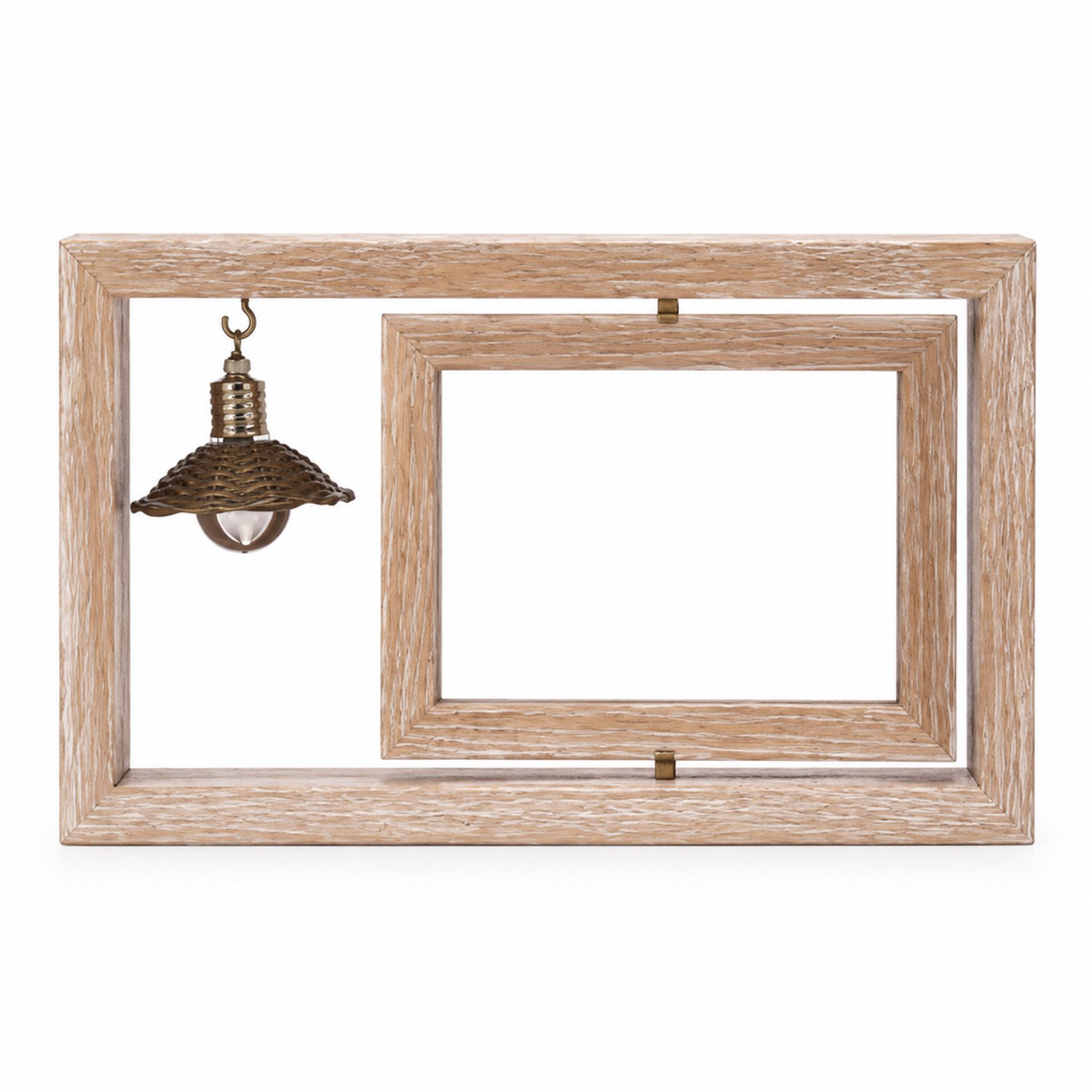 SWGOTA Dubbelzijdige draaibare fotolijst van massief hout - Liggend, binnenmaat 15,8 x 11,5 cm - Met hangend ornament - Zonder foto Lichtbruin