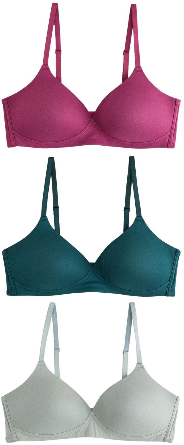 Next Dames - Set van 3 Ultimate Comfort beha's van een katoenmix met vulling zonder beugel - Groen Green/Purple