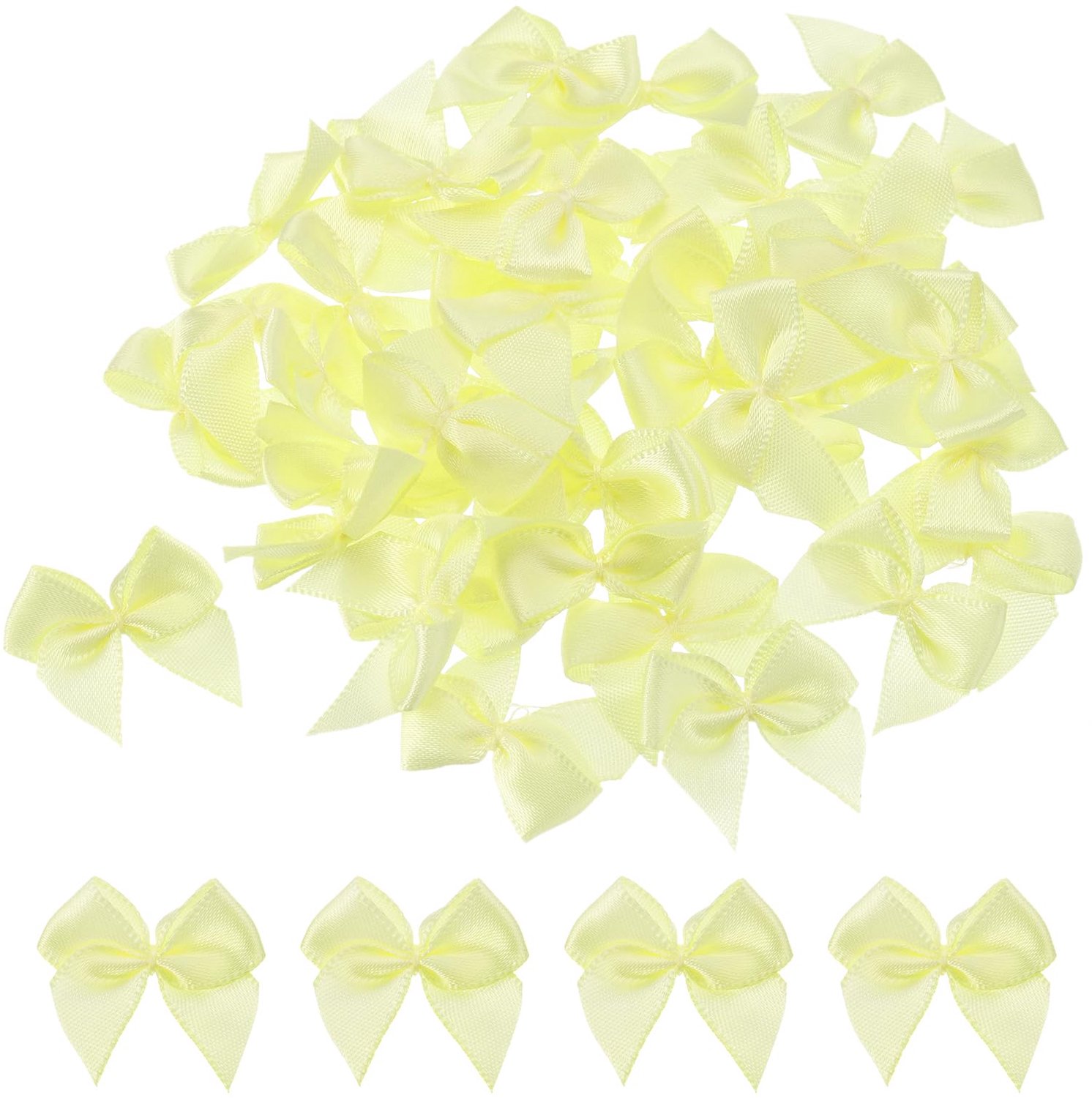 Mini-strikken van lint - 150 stuks - 3,5 cm - Lichtgeel groen