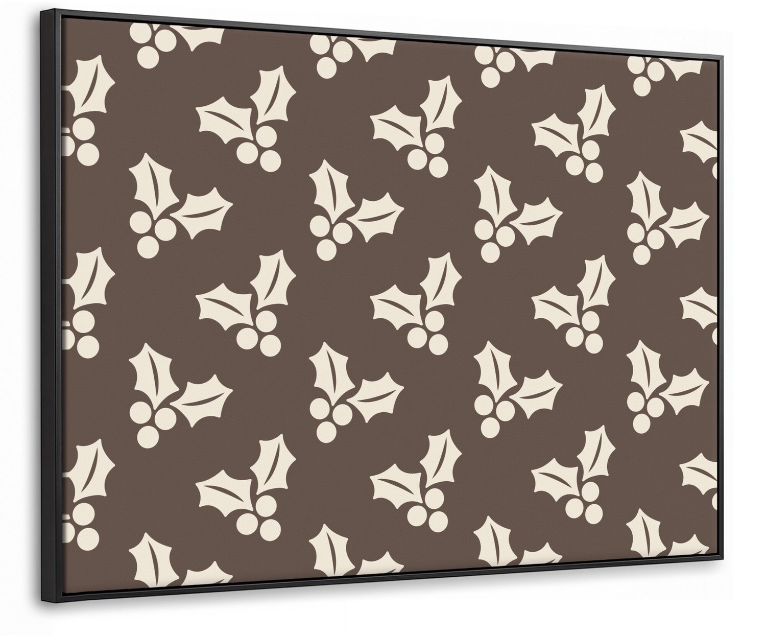 Canvas Schilderij met Baklijst 70x50cm - Hulst - Bruin - Kerst - Muurdecoratie woonkamer - Slaapkamer decoratie - Kamer accessoires - Schilderijen op canvas met lijst
