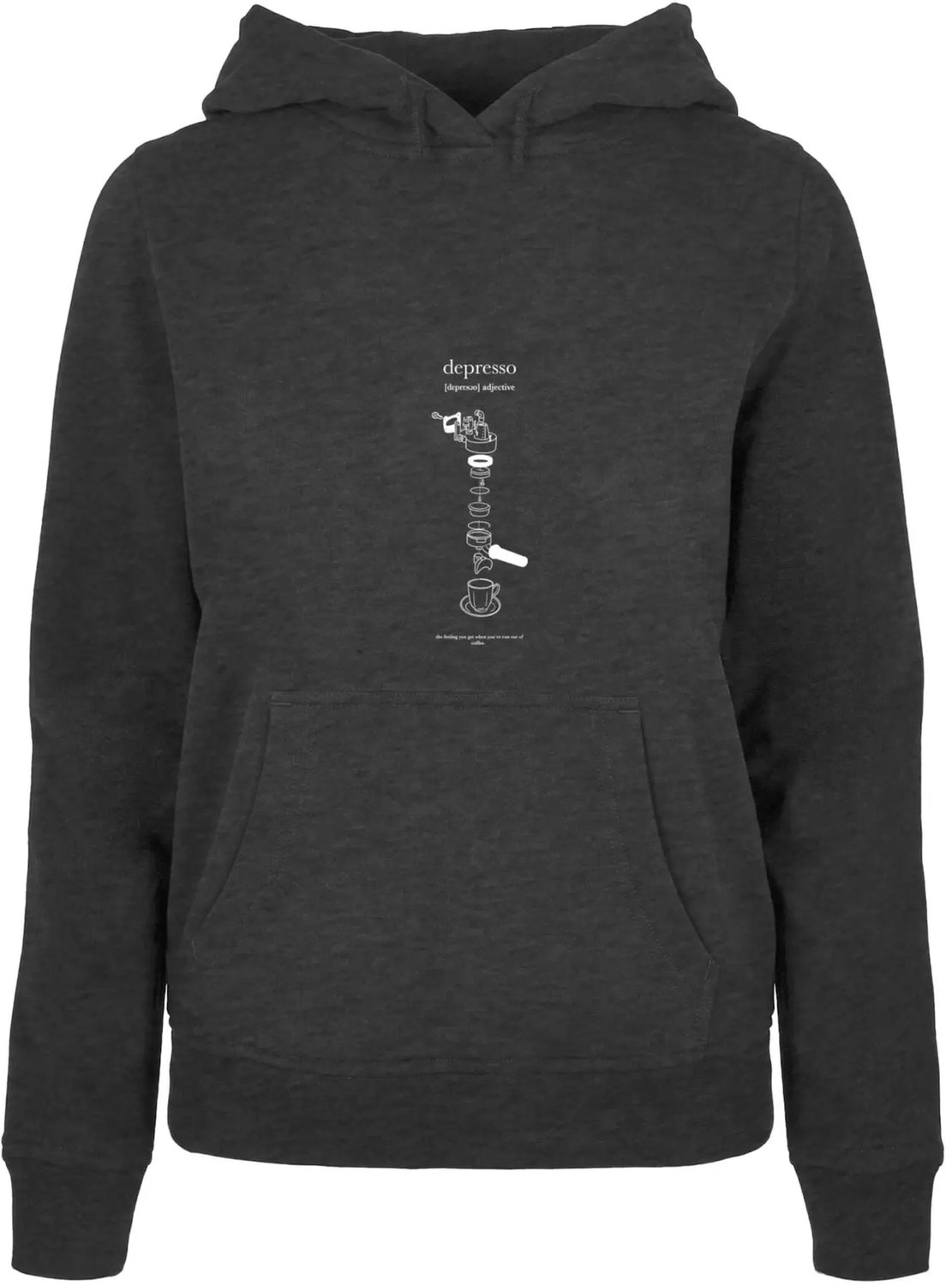 Dames Hoodie Mister Tee Depresso Basic Houtskool