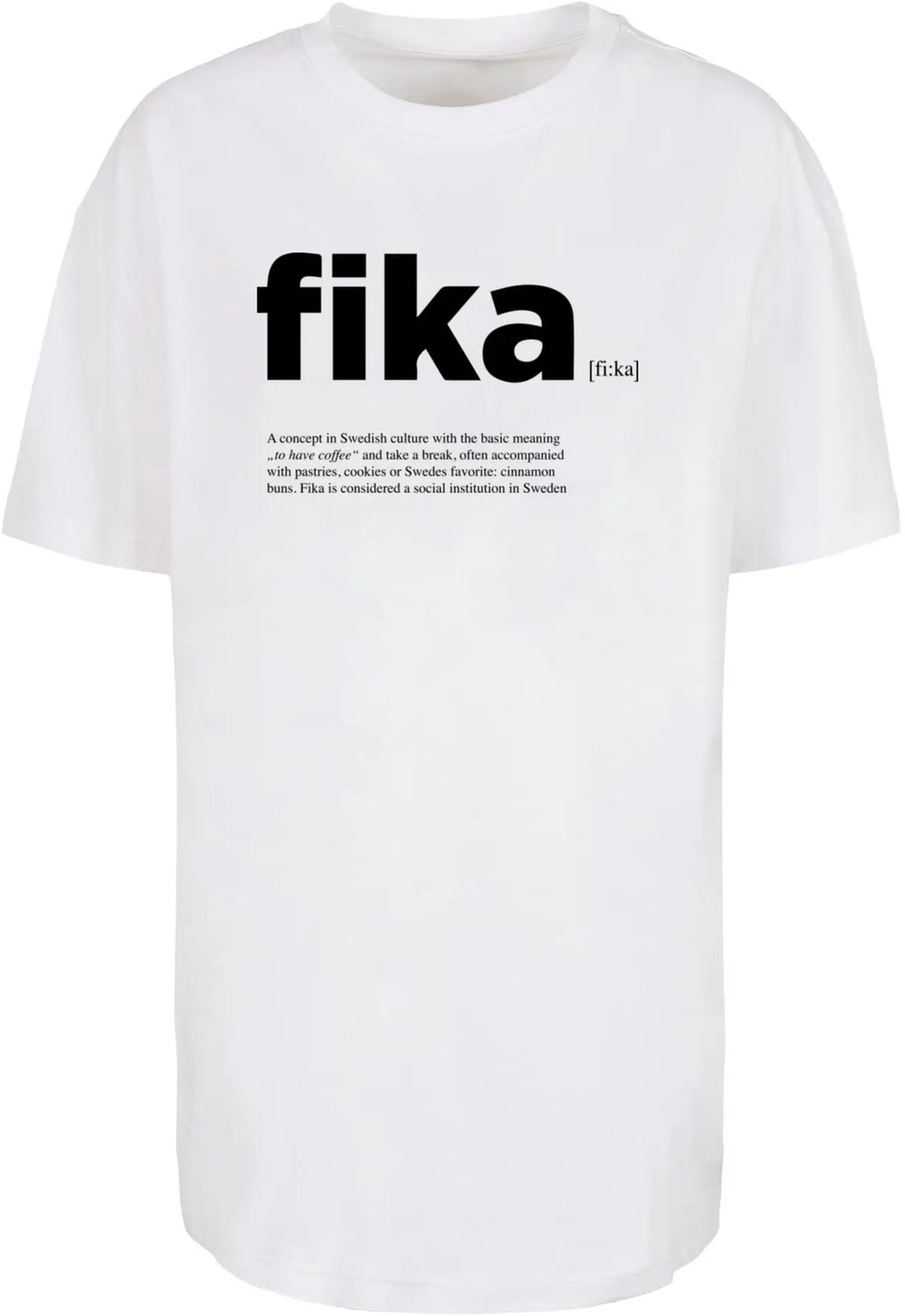 Dames-T-shirt oversized Mister Tee Fika Definition Wit