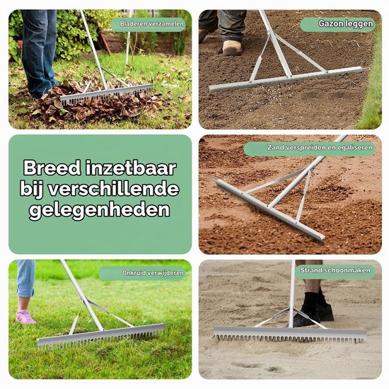 Hark - 91 cm brede rekenkop - 174 cm aluminium steel — afbeelding 4