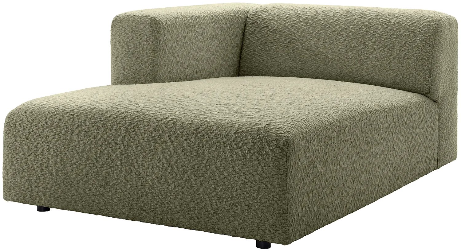 Vente-unique Linker chaise longue met armleuning in groene chenillestof - TORISO