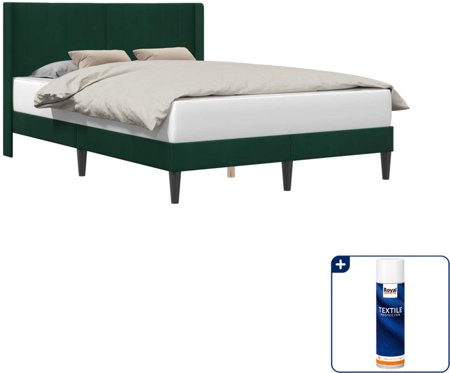 vidaXL bedframe met hoofdeinde - 120 x 190 cm - fluweel - donkergroen - Inclusief textielbeschermer 500 ml