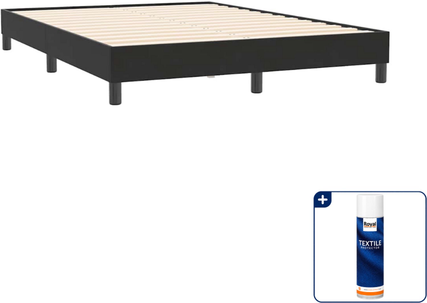 vidaXL Bedframe - Queensize - 160 x 210 cm - fluweel - zwart - Inclusief textielbeschermer 500 ml