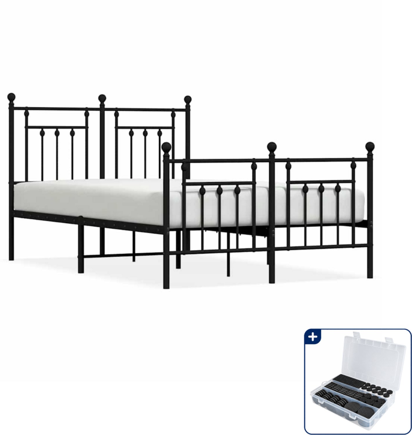vidaXL bedframe - 120 x 190 cm - metaal - zwart - Inclusief antikrasvilt 177-delig