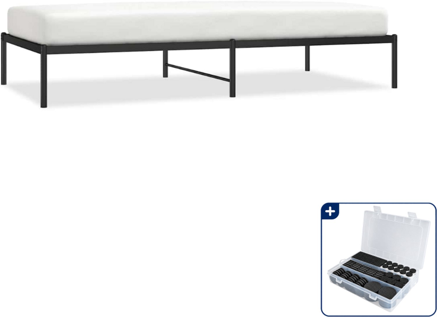 vidaXL bedframe - 100 x 200 cm - staal - zwart - Inclusief antikrasvilt 177-delig