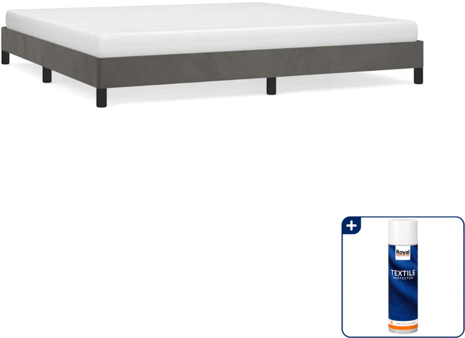 vidaXL bedframe - 200 x 200 cm - fluweel - donkergrijs - Inclusief textielbeschermer 500 ml