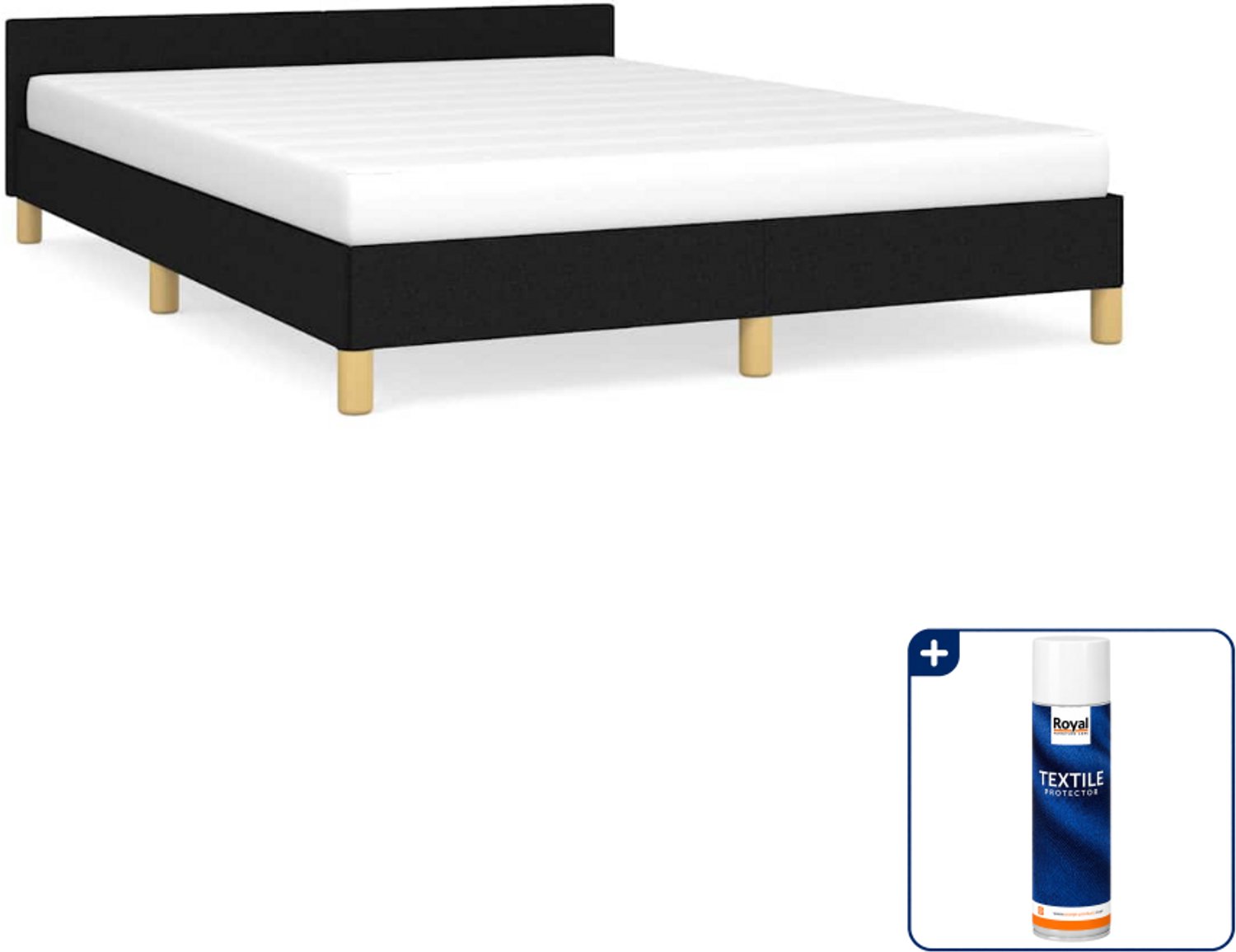 vidaXL bedframe - 140 x 190 cm - zwart - Inclusief textielbeschermer 500 ml