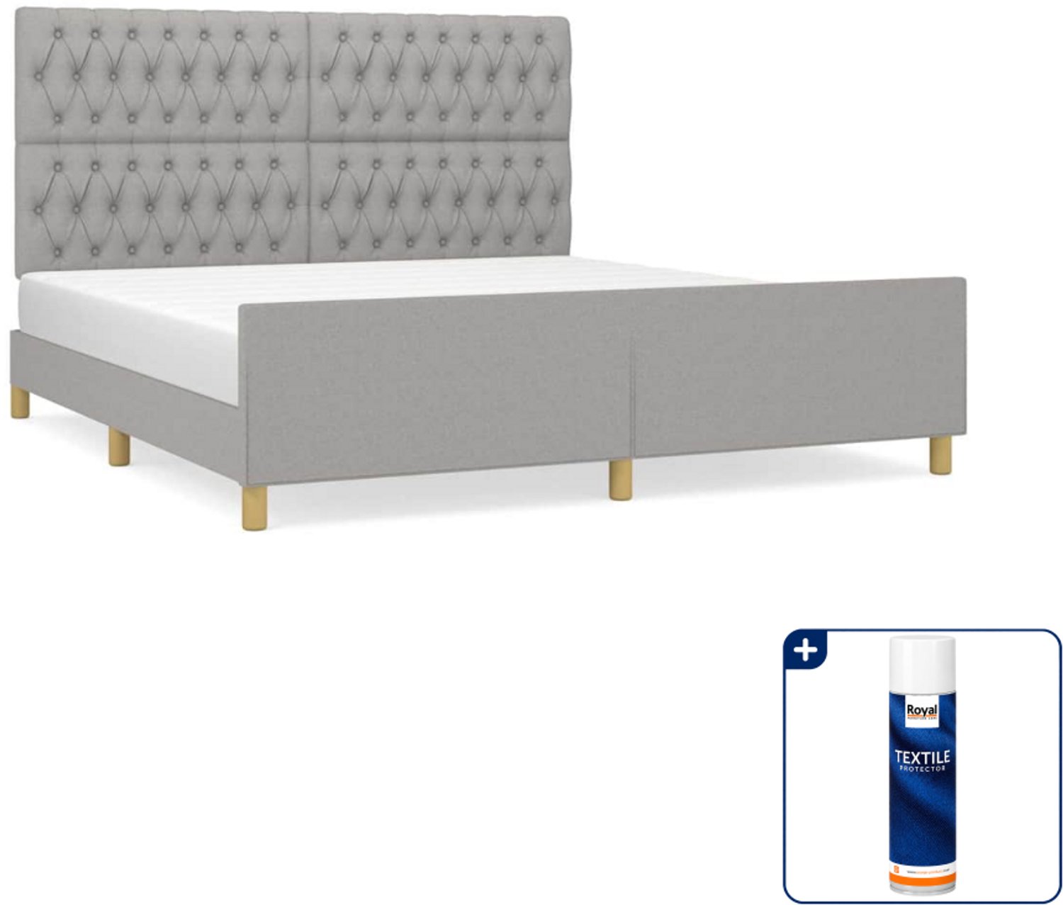 vidaXL bedframe Kingsize - 180 x 200 cm - lichtgrijs - Inclusief textielbeschermer 500 ml