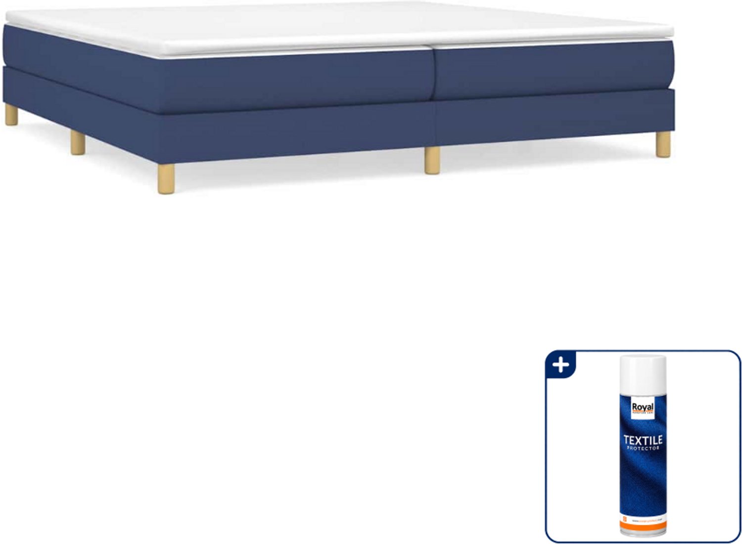 vidaXL boxspring bed - 200 x 200 cm - stof - blauw - Inclusief textielbeschermer 500 ml Grijs