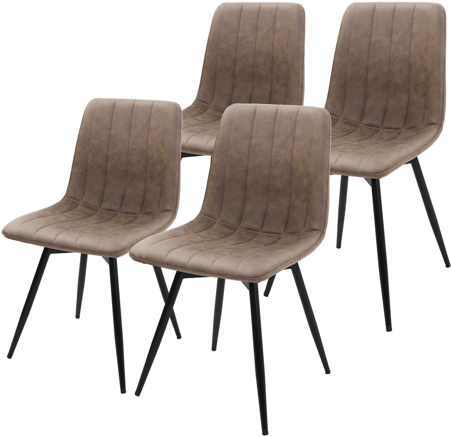 ml-design Eetkamerstoelen 360° draaibaar, set van 4 stoelen in kunstleer, draaistoel gestoffeerd met rugleuning, stevige verstelbare metalen poten voor de keuken en woonkamer tot 120 kg, moderne keukenstoelen met een comfortabele vulling, bruin