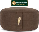 MindBaas - Meditatiekussen - Bruin - Jute - Incl. E-Mediteergids - Eco - Rond - Dubbel Gestikt - 15 x 33 cm (hoogte x diameter) - Yoga kussen - Yogakussen - Zit Poef - Zitkussen - Vloerkussen