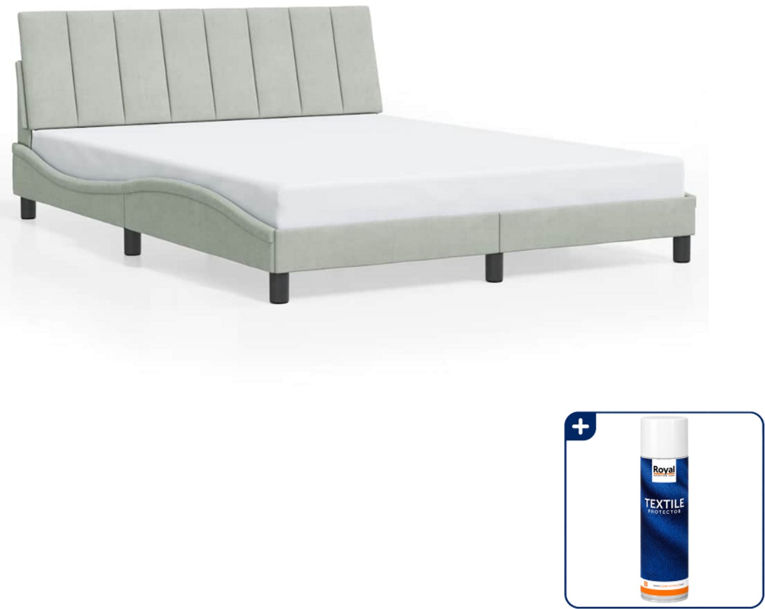 vidaXL bedframe Hanko - Queensize - 160 x 200 cm - lichtgrijs - Inclusief textielbeschermer 500 ml