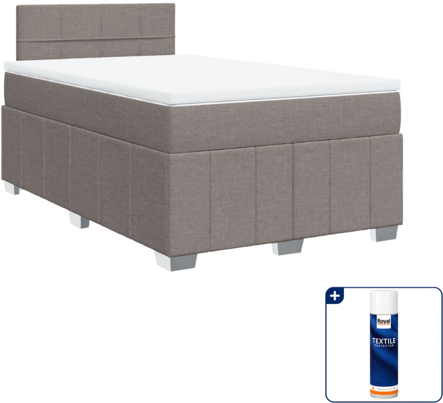 vidaXL boxspring met matras 120 x 190 cm - taupe - Inclusief textielbeschermer 500 ml