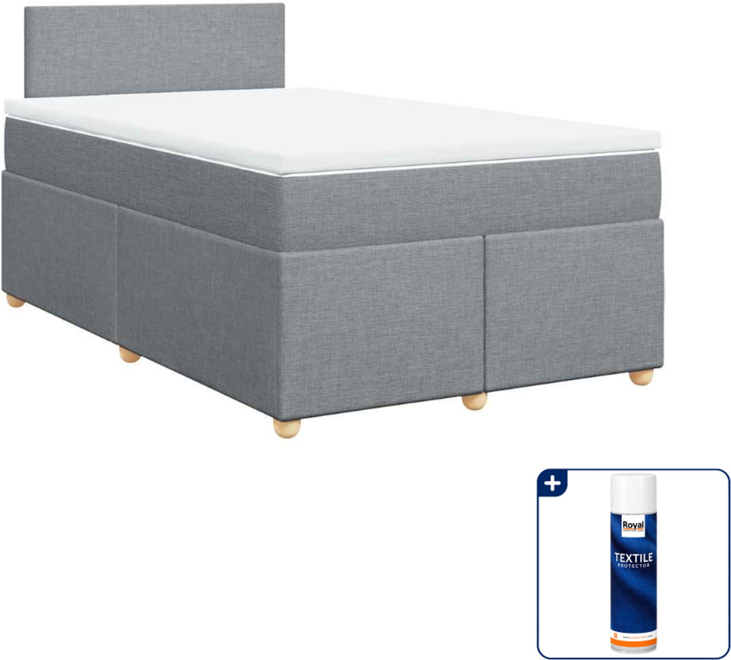 vidaXL boxspring met matras - 120 x 190 cm - lichtgrijs - Inclusief textielbeschermer 500 ml