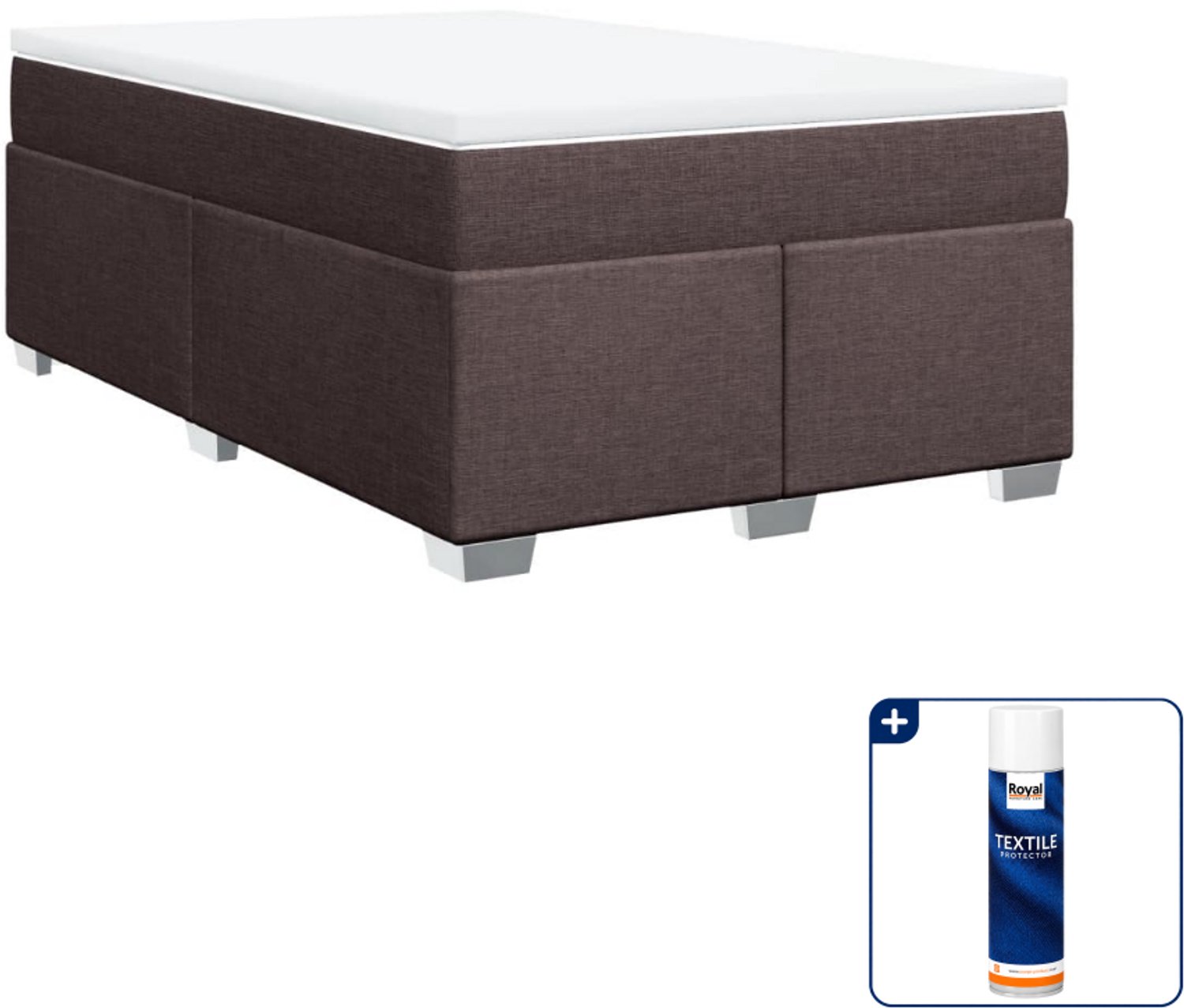 vidaXL boxspring met matras - 120 x 200 cm - donkerbruin - Inclusief textielbeschermer 500 ml