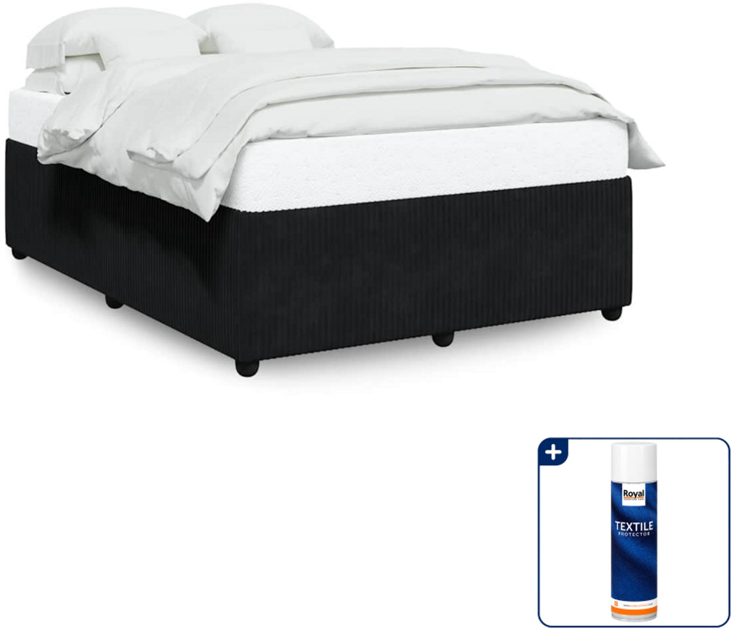 vidaXL Bedframe Queensize - 160 x 200 cm - fluweel - zwart - Inclusief textielbeschermer 500 ml