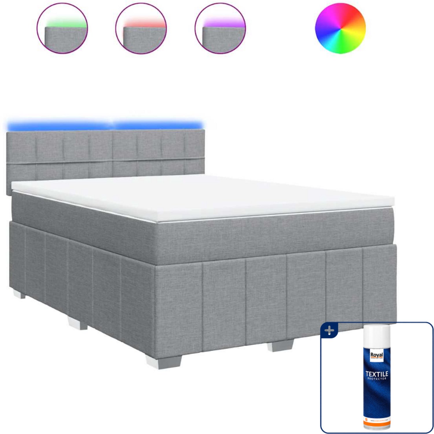 vidaXL Queensize boxspring met matras - 160 x 200 cm - lichtgrijs - Inclusief textielbeschermer 500 ml