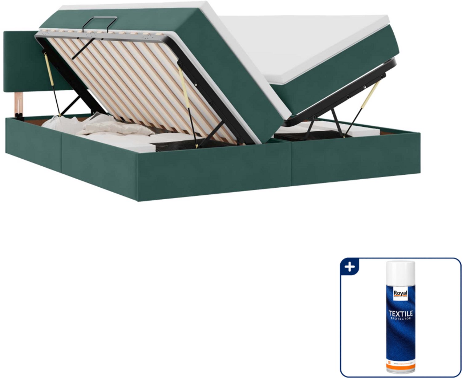 vidaXL bedset met matras - 100 x 200 cm - fluweel - donkergroen - Inclusief textielbeschermer 500 ml Blauw