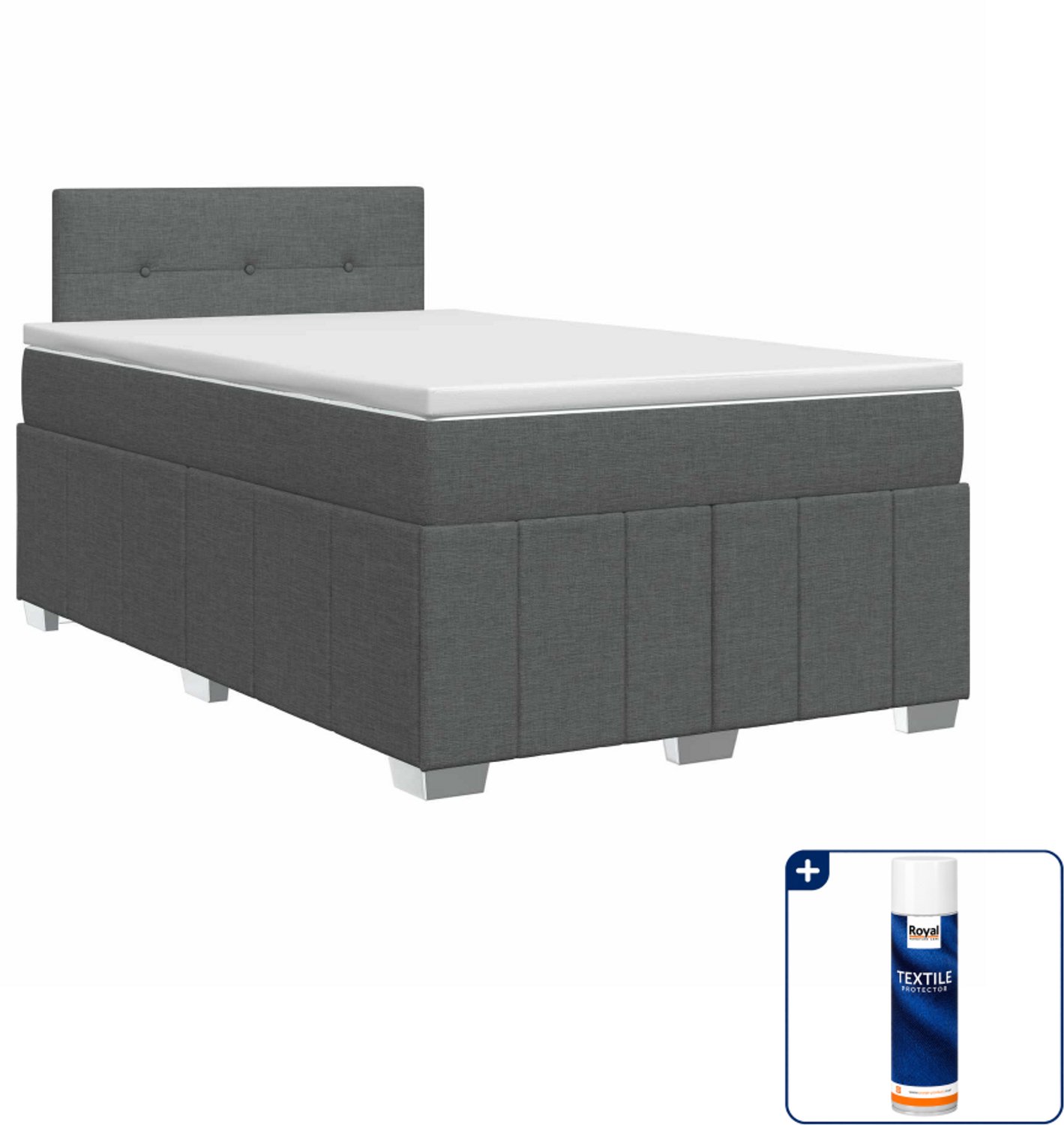 vidaXL boxspringbed met matras - 120 x 190 cm - donkergrijs - Inclusief textielbeschermer 500 ml Donker Grijn