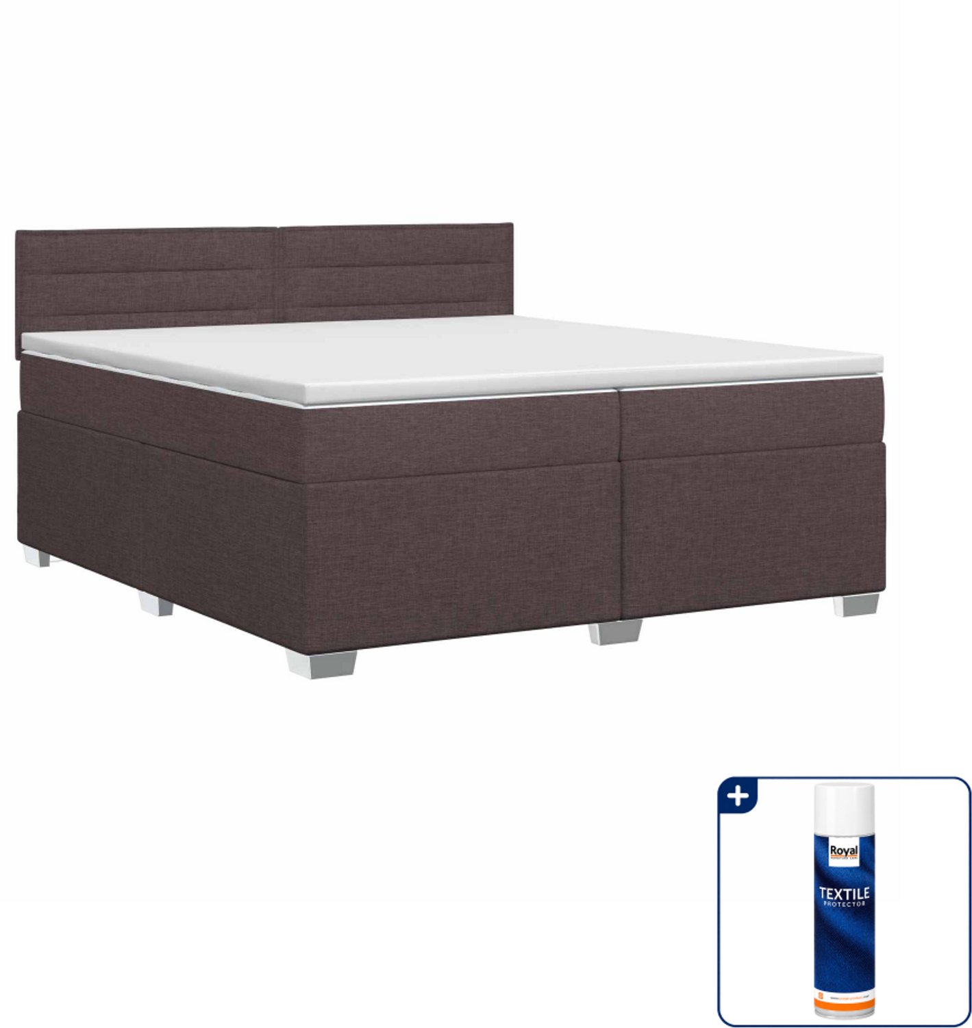 vidaXL boxspringbed met matras - 200 x 200 cm - donkerbruin - Inclusief textielbeschermer 500 ml