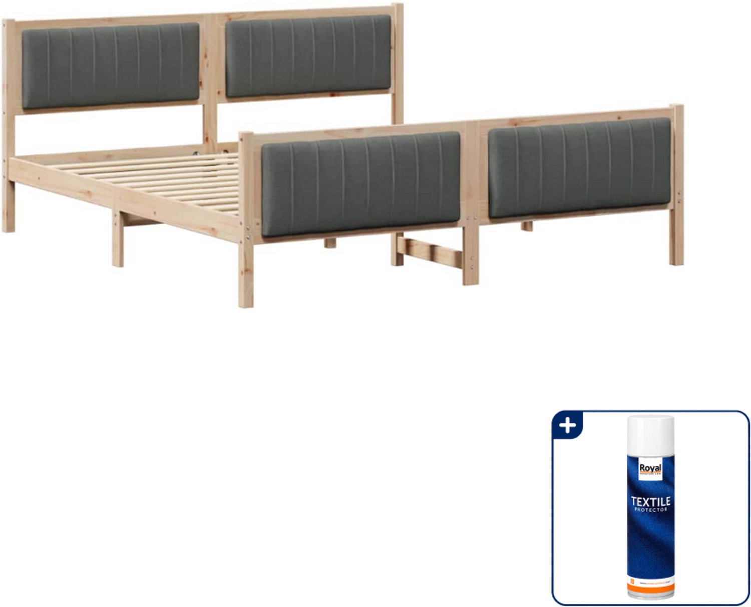 vidaXL Bedframe - Kingsize - 180 x 200 cm - massief grenenhout - bruin - Inclusief textielbeschermer 500 ml