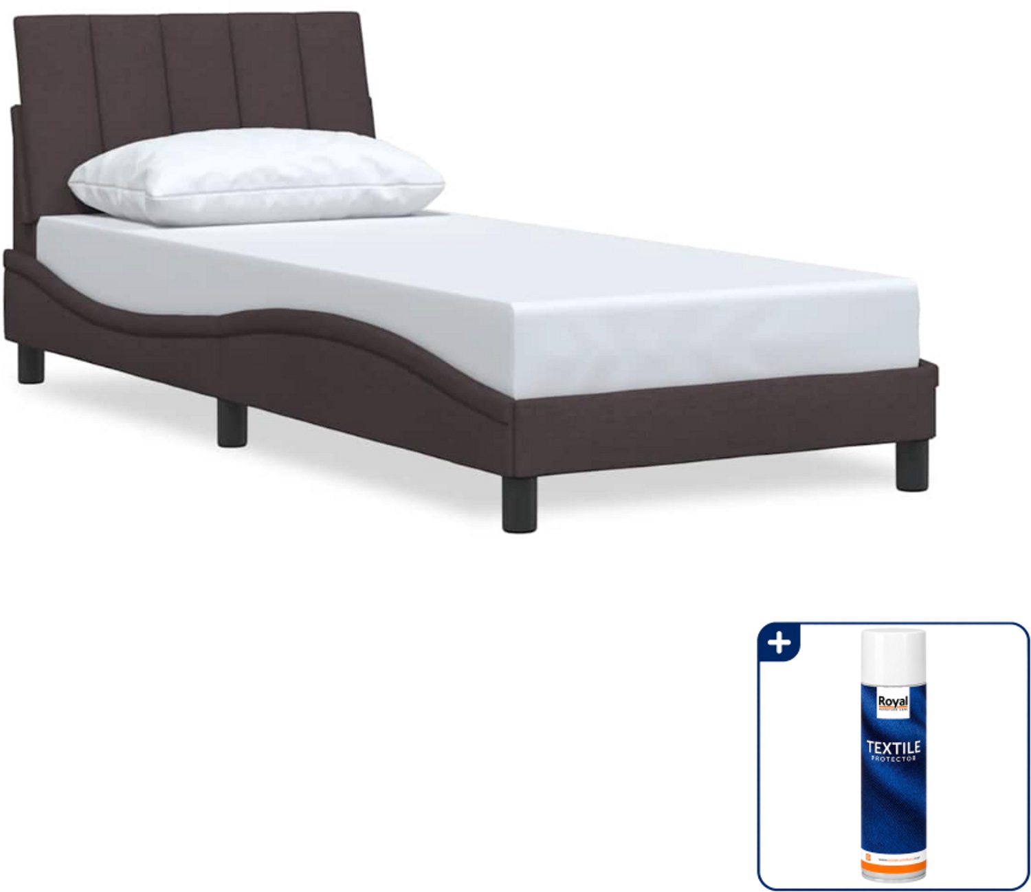 vidaXL Bedframe Hanko - 90 x 200 cm - stof - donkerbruin - Inclusief textielbeschermer 500 ml