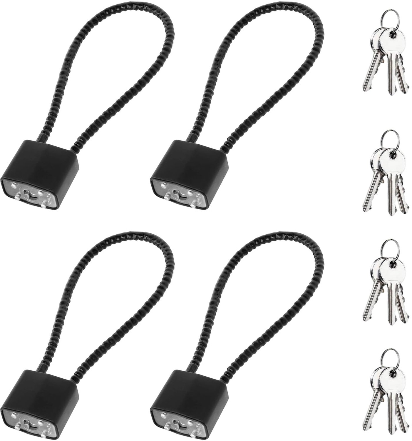 Set van 4 Hangsloten met Sleutel, Zwart