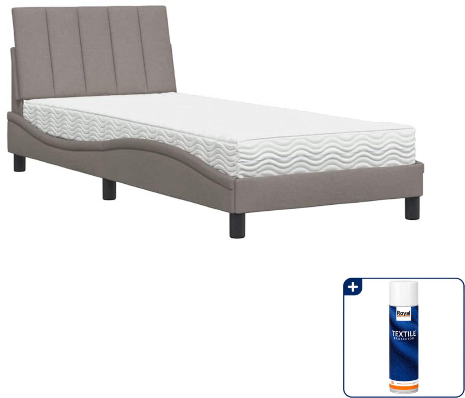 vidaXL Hanko bed met matras - 80 x 200 cm - taupe - Inclusief textielbeschermer 500 ml Blauw