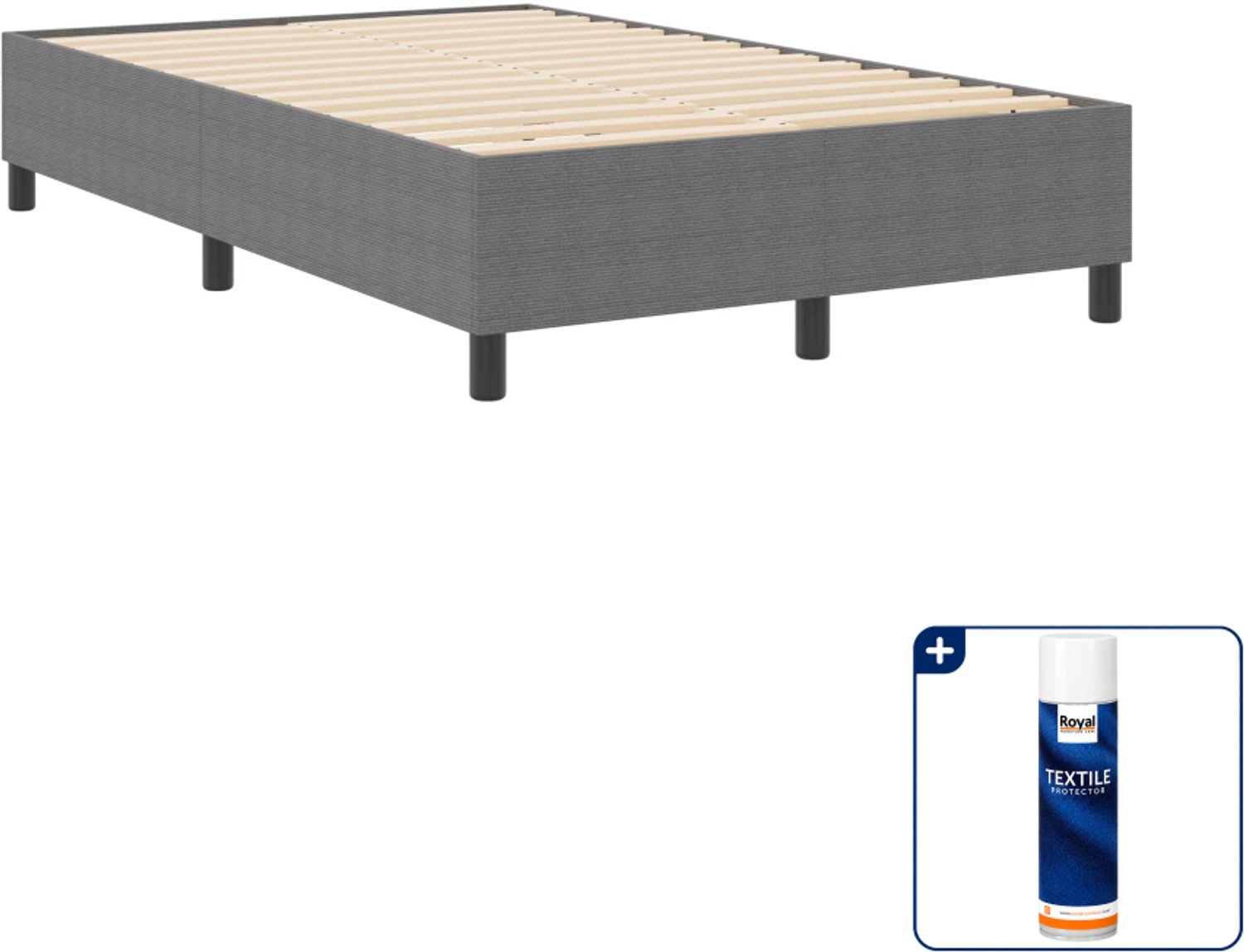 vidaXL platform bedframe - 120 x 200 cm - katoen stof - lichtgrijs - Inclusief textielbeschermer 500 ml
