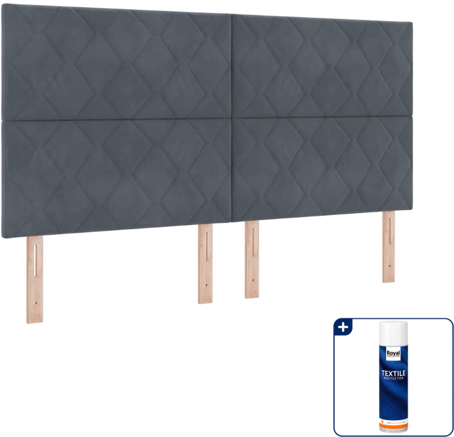 vidaXL Kingsize boxspring - 180 x 200 cm - donkergrijs - Inclusief textielbeschermer 500 ml