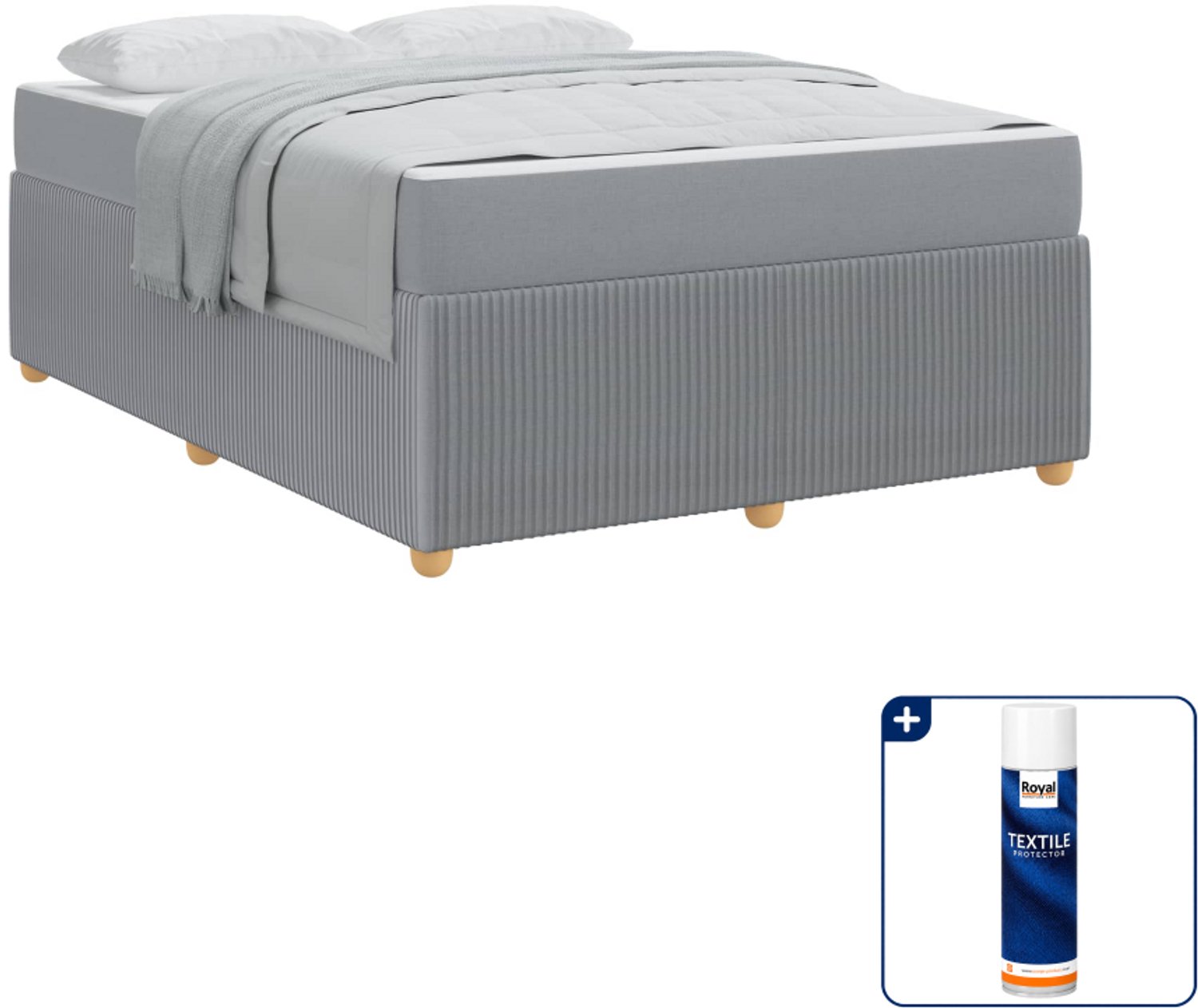 vidaXL Bed met matras - Small double - 140 x 200 cm - lichtgrijs - Inclusief textielbeschermer 500 ml