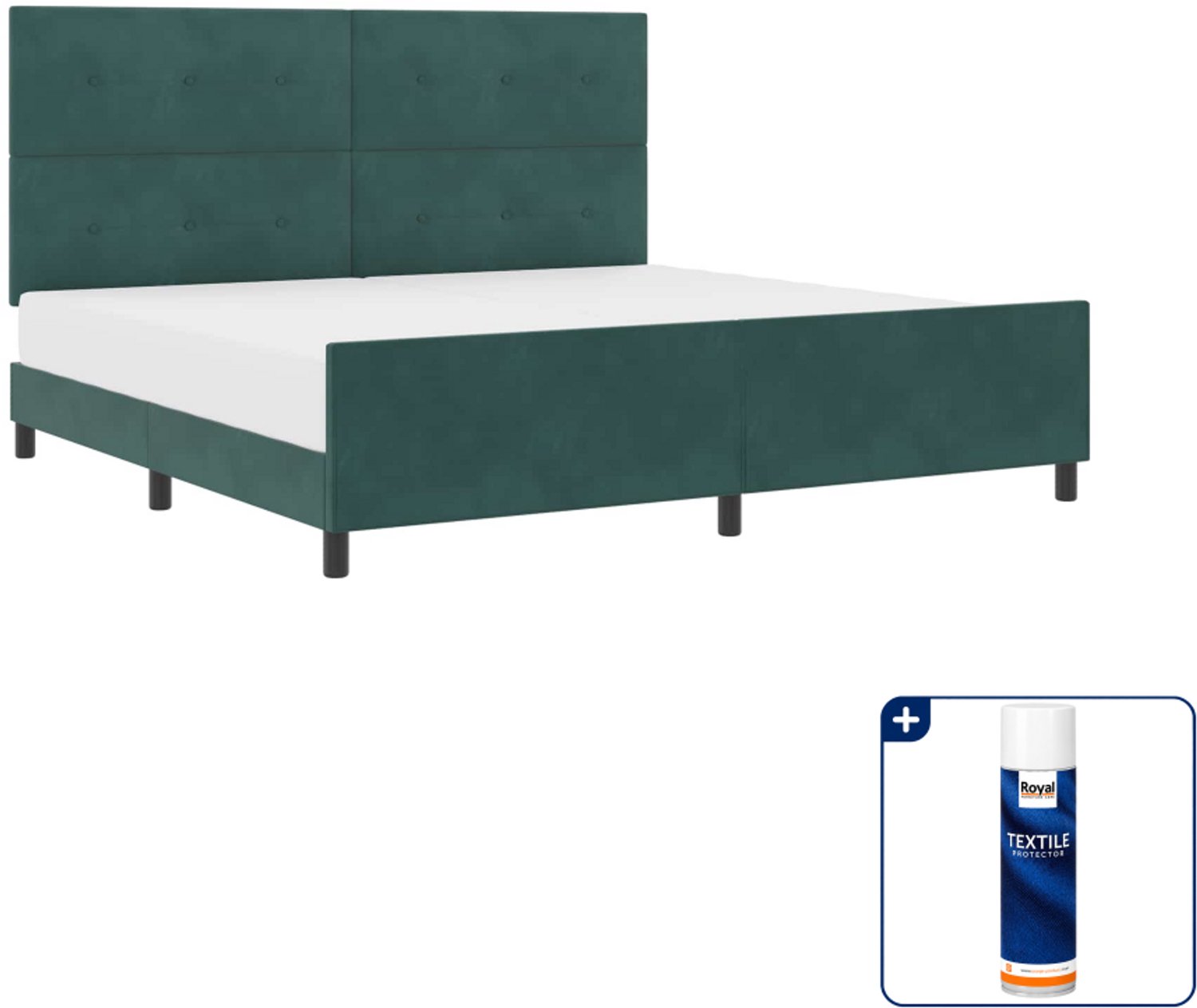vidaXL boxspringbed - super kingsize - 200 x 200 cm - donkergroen - Inclusief textielbeschermer 500 ml Blauw