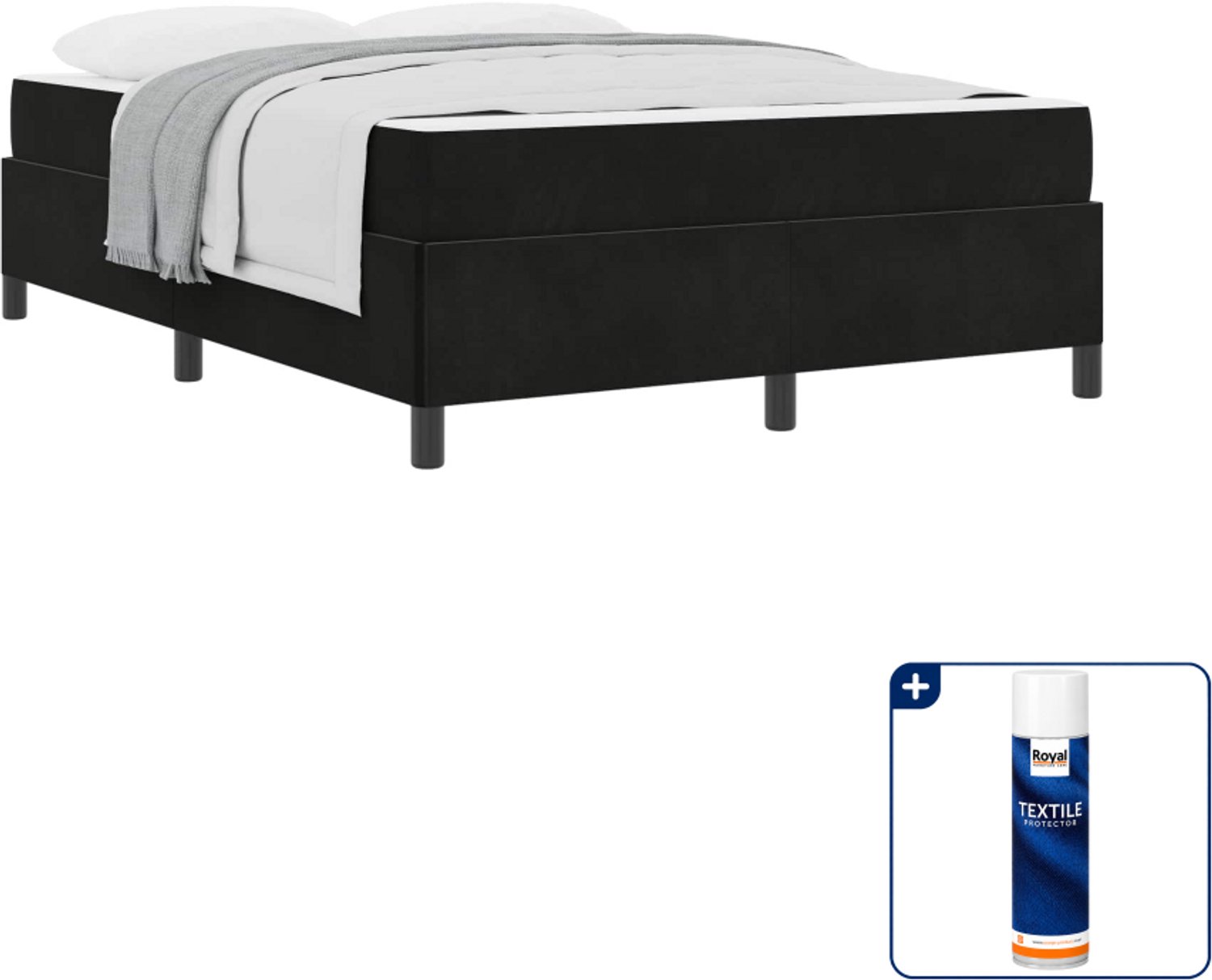 vidaXL bed met matras - 140 x 190 cm - bewerkt hout - zwart - Inclusief textielbeschermer 500 ml Bruin