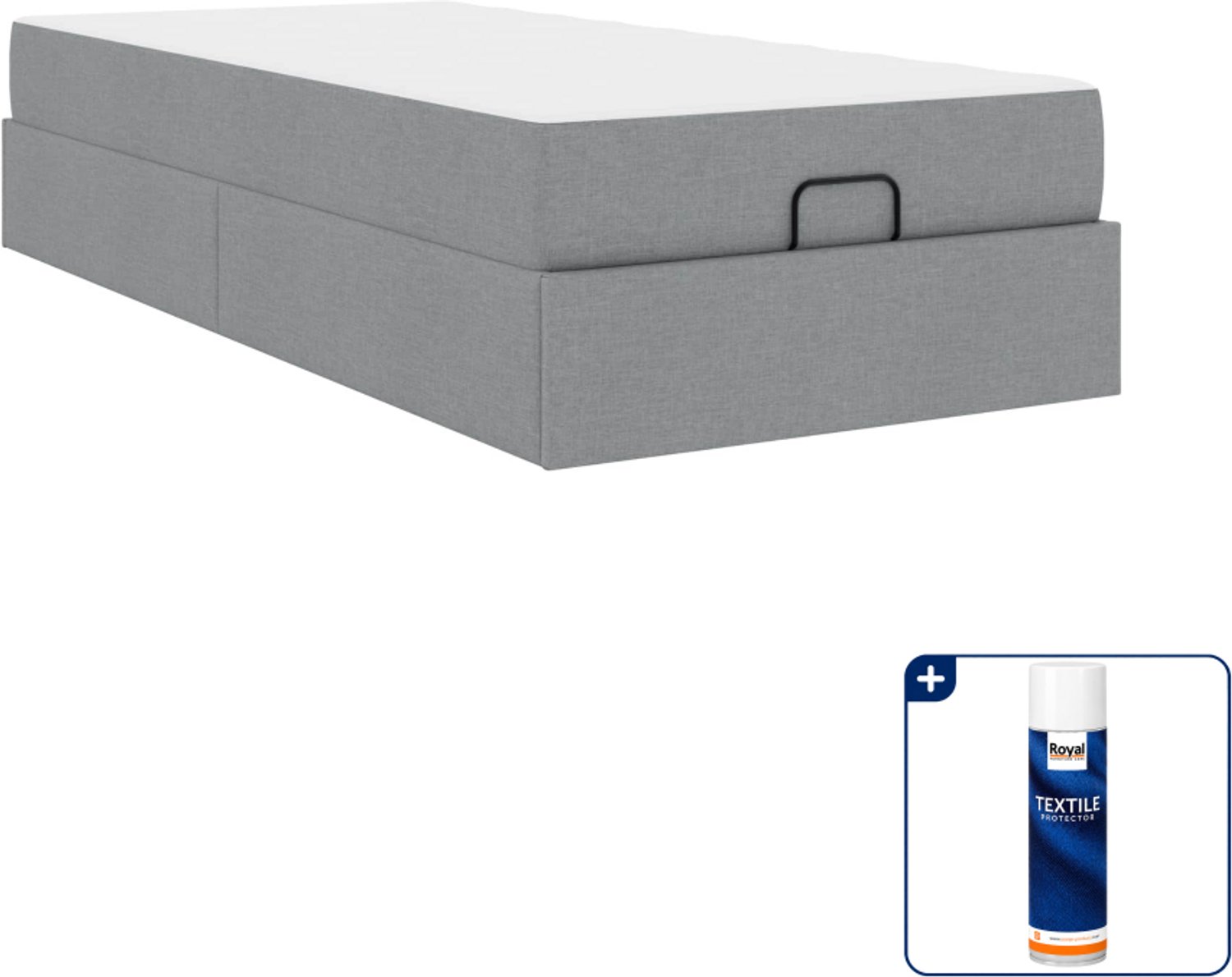 vidaXL bed met matras - 90 x 200 cm - stof - lichtgrijs - Inclusief textielbeschermer 500 ml Beige