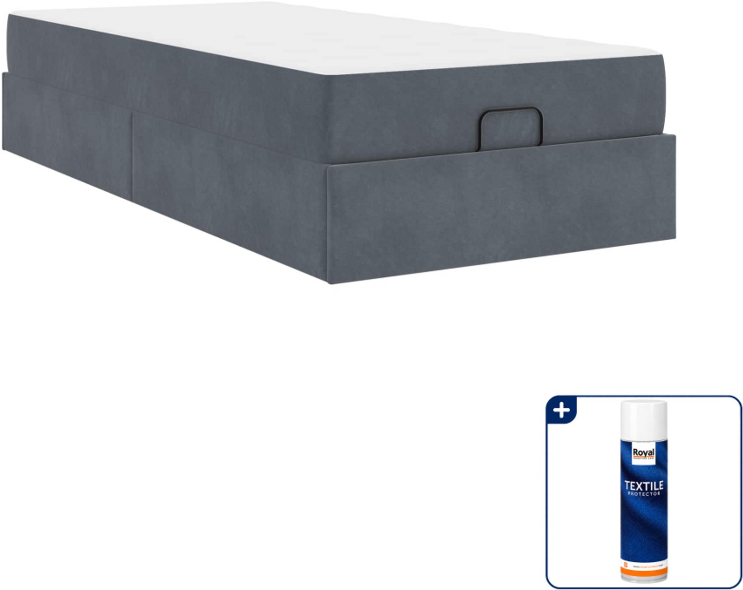 vidaXL bedframe met matras - 200 x 100 cm - fluweel - dim grijs - Inclusief textielbeschermer 500 ml