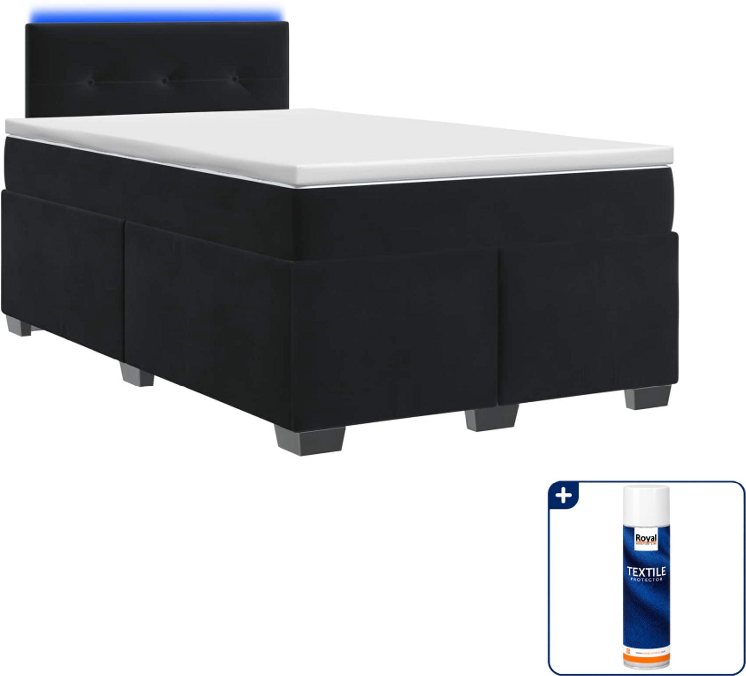 vidaXL boxspring - 120 x 200 cm - fluweel - zwart - Inclusief textielbeschermer 500 ml