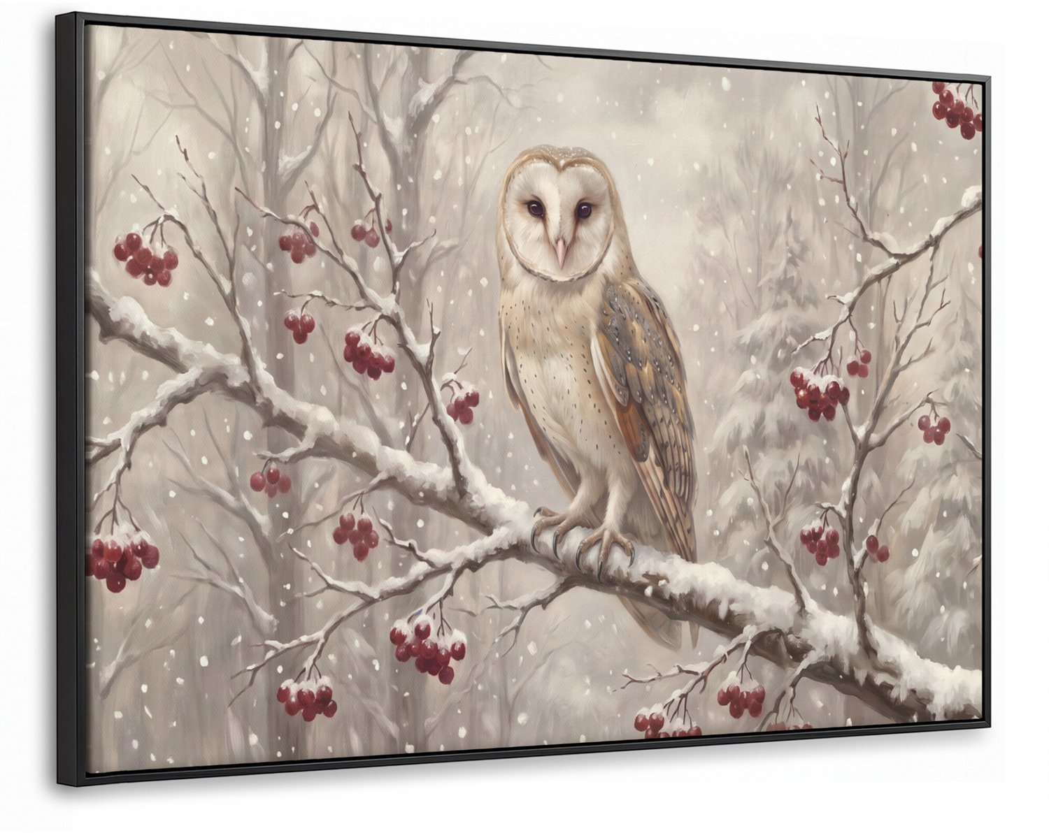 Canvas Schilderij met Baklijst XXL Canvas Schilderij met Baklijst 140x90cm - Vogel - Winter - Natuur - Muurdecoratie woonkamer - Slaapkamer decoratie - Kamer accessoires - Schilderijen op canvas met lijst groot