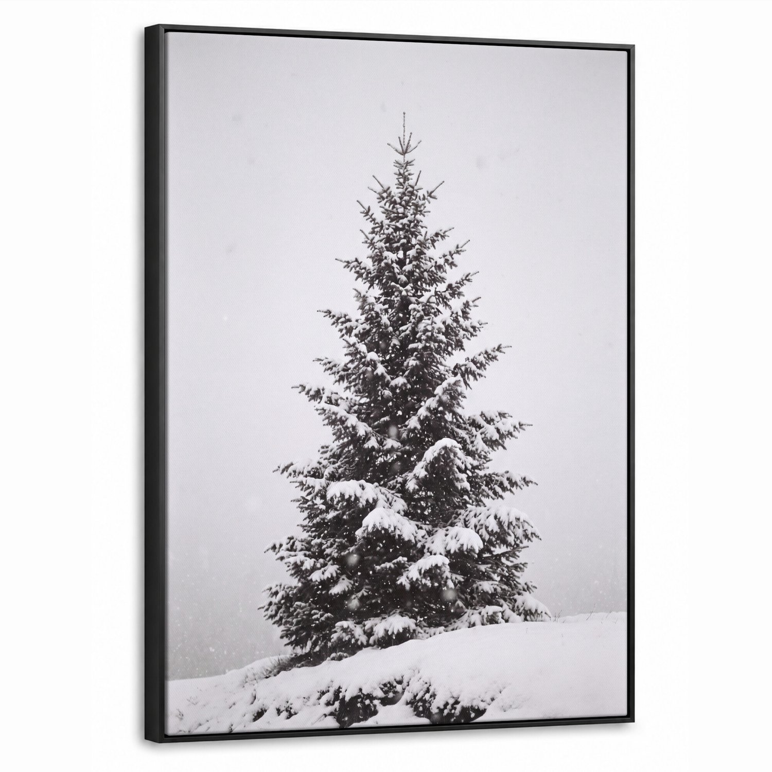 Canvas Schilderij met Baklijst 50x70cm - Boom - Winter - Sneeuw - Muurdecoratie woonkamer - Slaapkamer decoratie - Kamer accessoires - Schilderijen op canvas met lijst