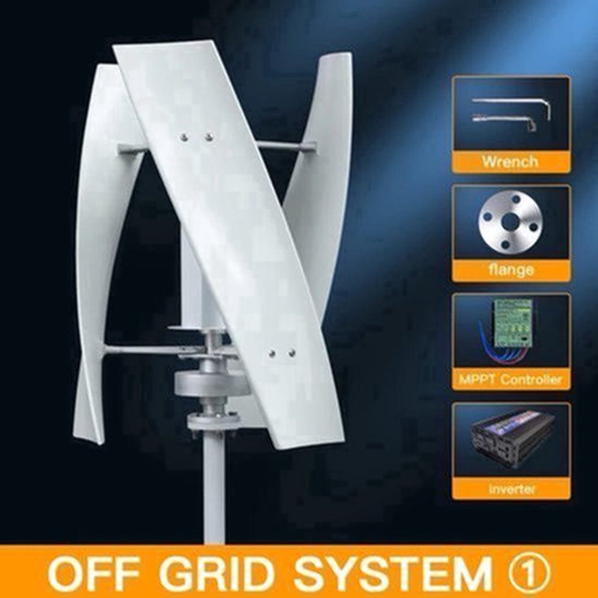 Verticale Windturbine – Horizontale Windmolen – Mini Windgenerator – Windkracht Turbine – 2000W Vermogen – 48V - Off-grid systeem 1