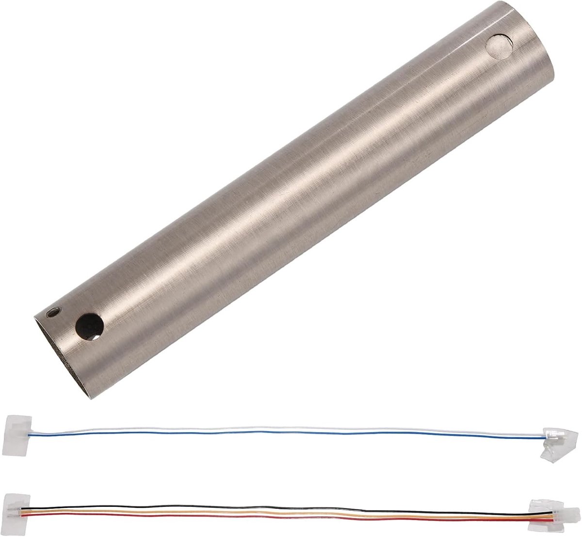 Plafondventilator verlengstang 15 cm, universeel, satijn zilver, geschikt voor diverse modellen, met kabels en diameter 2,5 cm