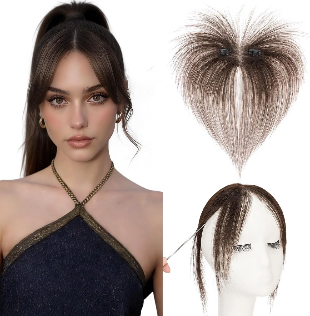 Clip-in Pony - Donkerbruin - 9 g - 100% Echt Remy-haar - Voor Dames
