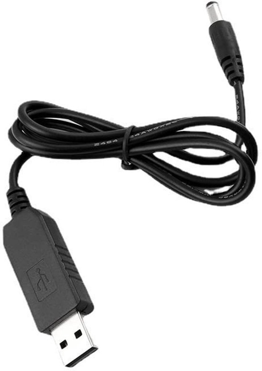 Allecto - DC naar USB Voedingskabel - 9V Adapterkabel - 1 m Zwart - Geschikt voor