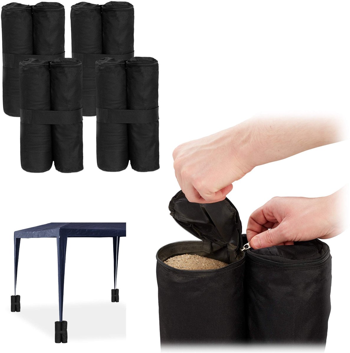 Elzusha - Gazebo Gewichten Set van 4 Stuks Zwart