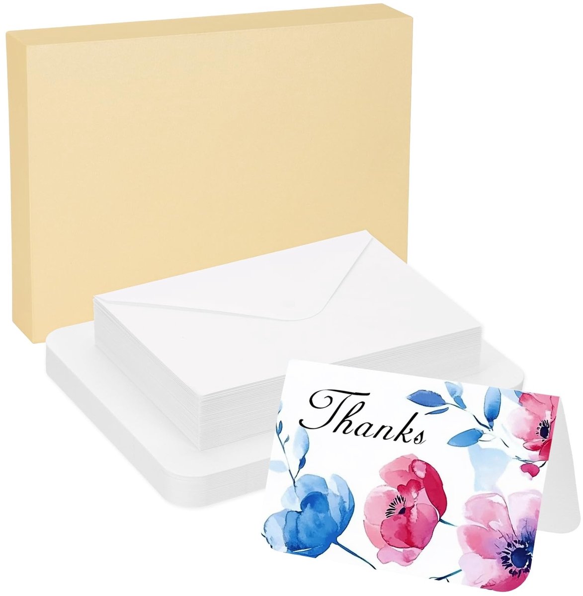 Elzusha - Set van 40 Katoenen Aquarellkaarten met Enveloppen