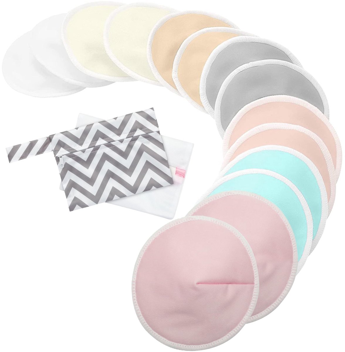 Elzusha - Wasbare Borstvoedingspads - 14 Stuks - Ecologisch - Multicolor
