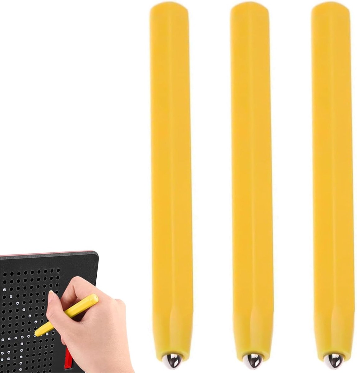 Magnetische Tekenpen - Geel - Vervangset van 3 Stuks - Duurzaam ABS - Voor Magnetische Tekentabletten